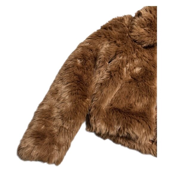 ABERCROMBIE & FITCH Faux Fur Soft Cropped Bomber Jacket Womens Small - Picture 4 of 6